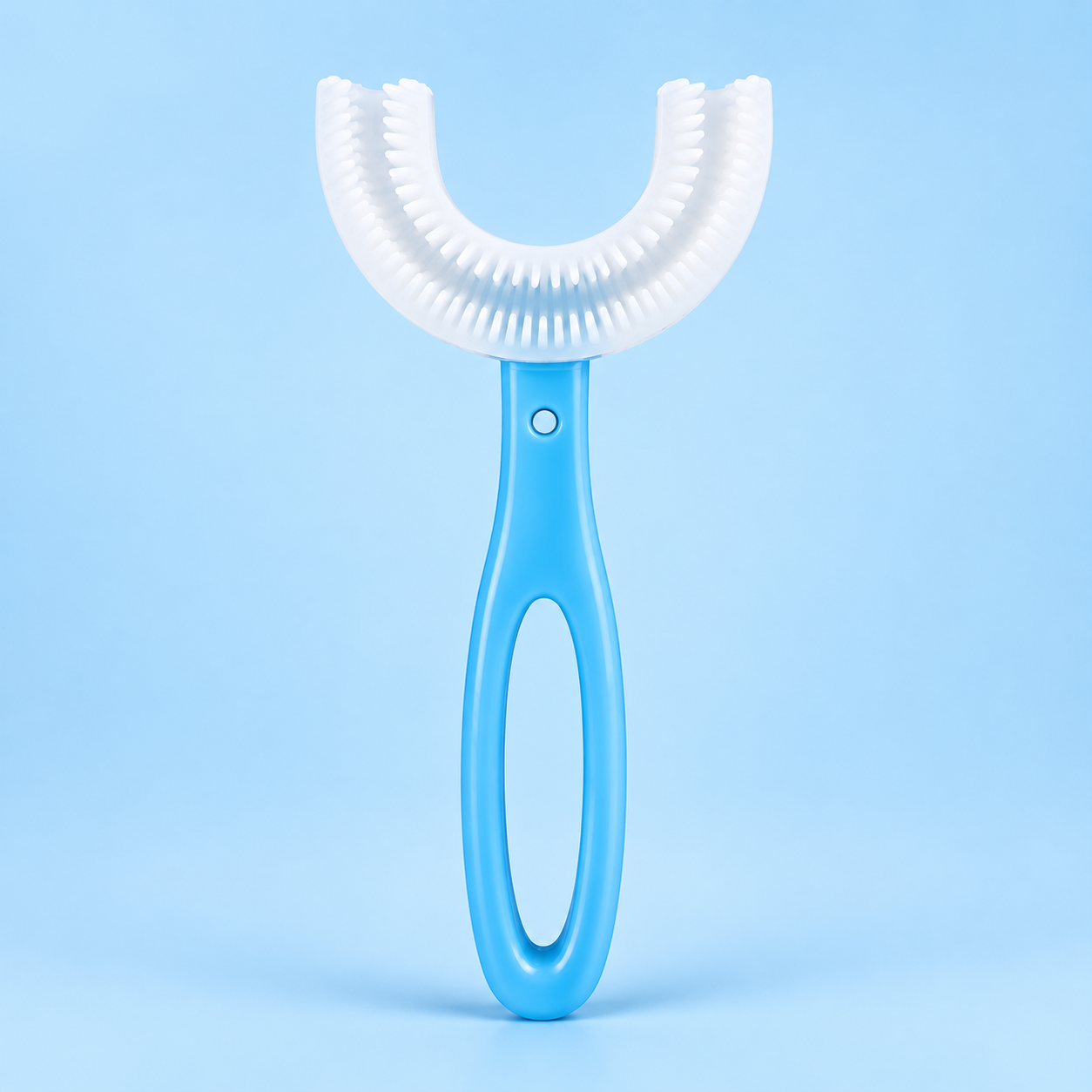 Blue long U-shaped kids toothbrush