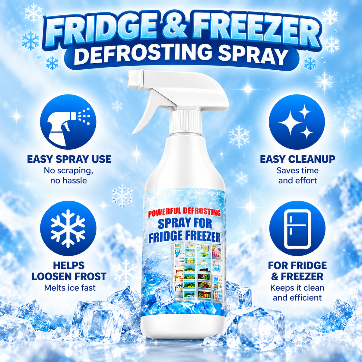 ❄️ Fridge & Freezer Defrosting Spray – Fast Ice & Frost Remover