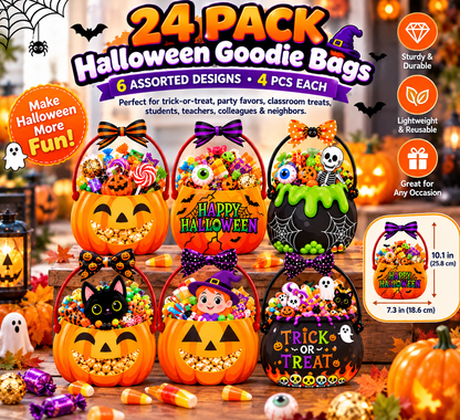 24-Pack Halloween Treat Bags | 6 Assorted Designs