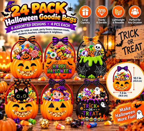 24-Pack Halloween Treat Bags | 6 Assorted Designs