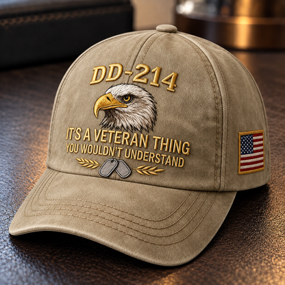 100% Handmade DD-214 Veteran Honor Embroidered Cap(𝐂𝐡𝐚𝐝 𝐒𝐦𝐢𝐭𝐡 𝐇𝐚𝐧𝐝𝐦𝐚𝐝𝐞)