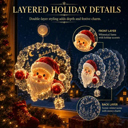 🎄Lighted Christmas Window Decoration with Suction Cup– 8 Warm LED Festive Designs✨
