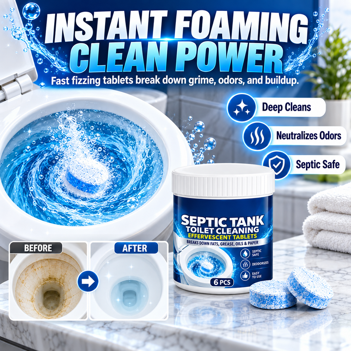 🚽 Drop, Fizz & Clean – Toilet Cleaning Tablets