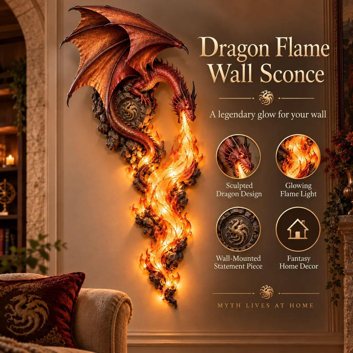 🔥 Dragonfire Guardian Wall Sconce – 🐉A Legendary Flame Awakens On Your Wall 🔥