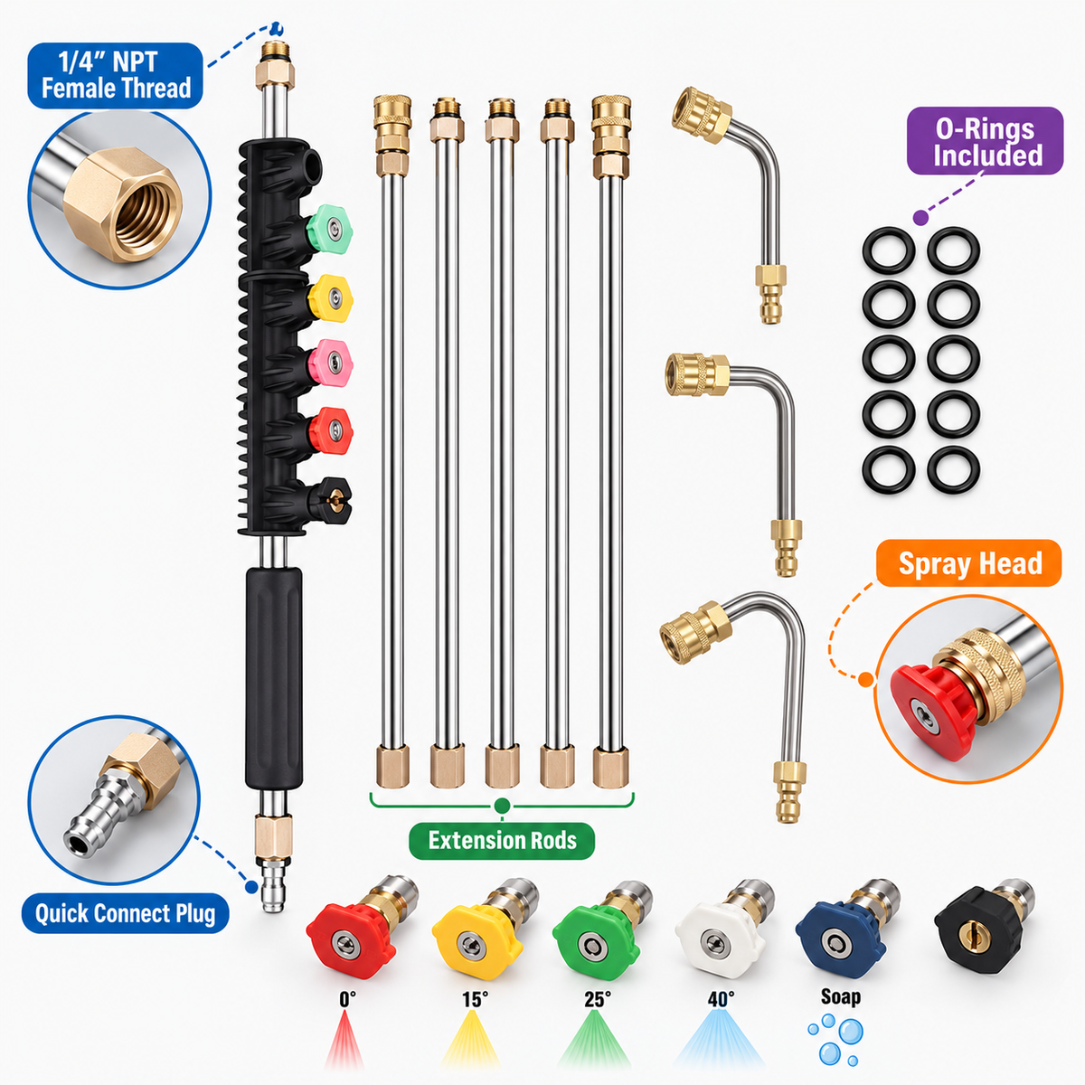 💦🚀 High-Pressure Washer Extension Wand Set – Reach Higher, Clean Faster & Easier! ✨