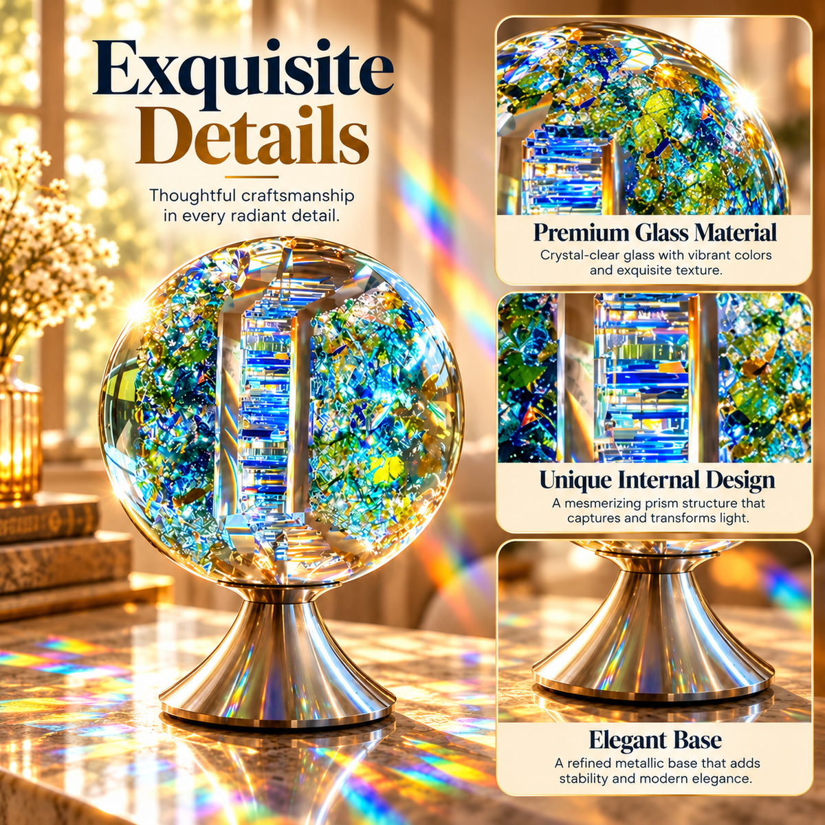 🌈✨ Magical Rainbow Crystal Light Sculpture – Stunning Glass Art That Fills Your Room with Colorful Reflections!