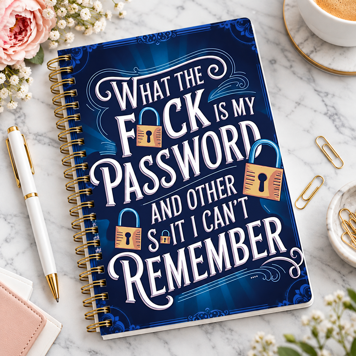 📒🔐 Funny Password Keeper Notebook – Spiral-Bound Password Organizer with Hilarious Security Quotes | Easy Password Tracking ✍️
