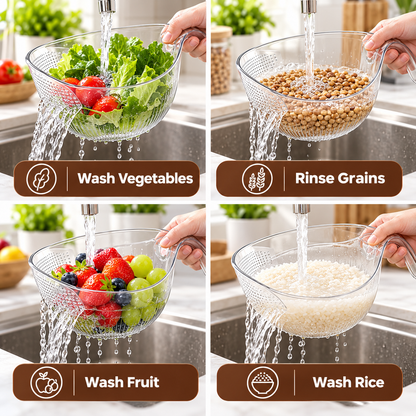 🍚 Multi-Functional Rice Strainer with Handle – Easy-Drain BPA-Free Kitchen Colander