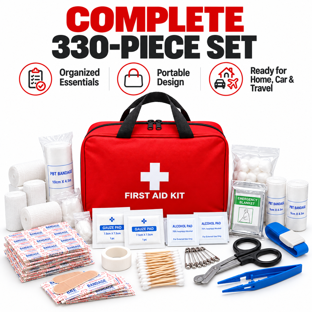 Complete 330 Piece First Aid Kit
