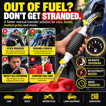 ⛽ Manual Siphon Transfer Pump Kit with 1M Hose – For Fuel, Water & Oil