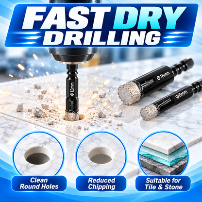 🛠️ 6-Piece Diamond Drill Bit Set – Heavy-Duty Hex Shank Hole Saw Bits for Tile, Glass, Ceramic, Marble & Granite