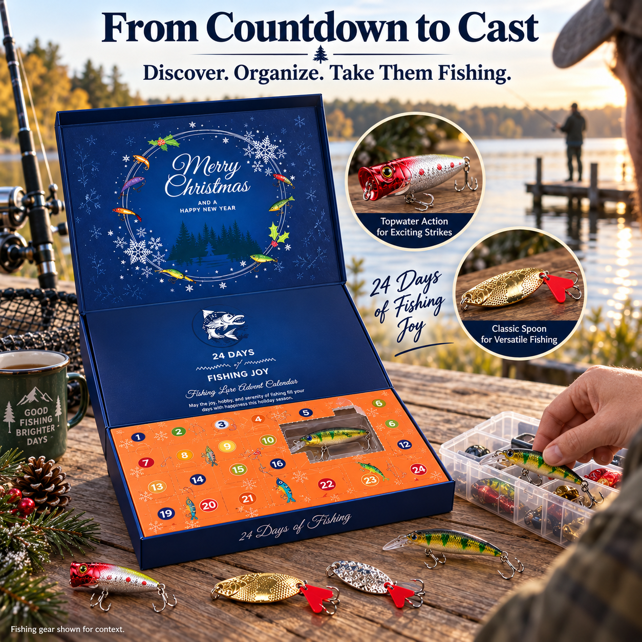 Fishing Advent Calendar lures ready for the next fishing trip