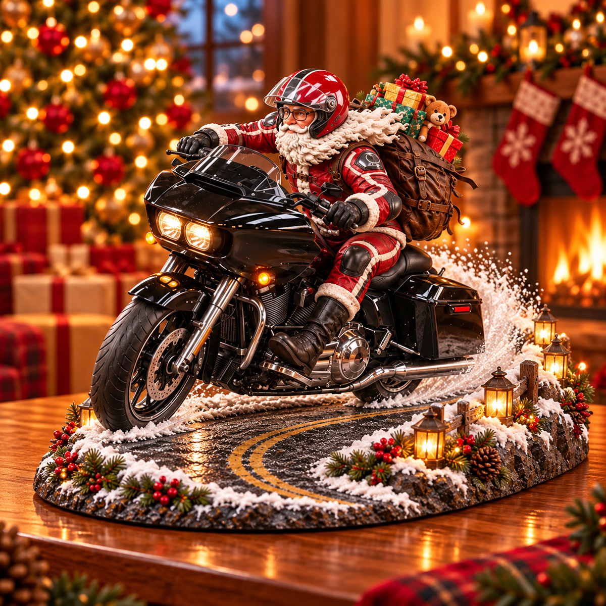 🏍️🎅 Santa’s Christmas Ride – Vintage Motorcycle Keepsake Collection