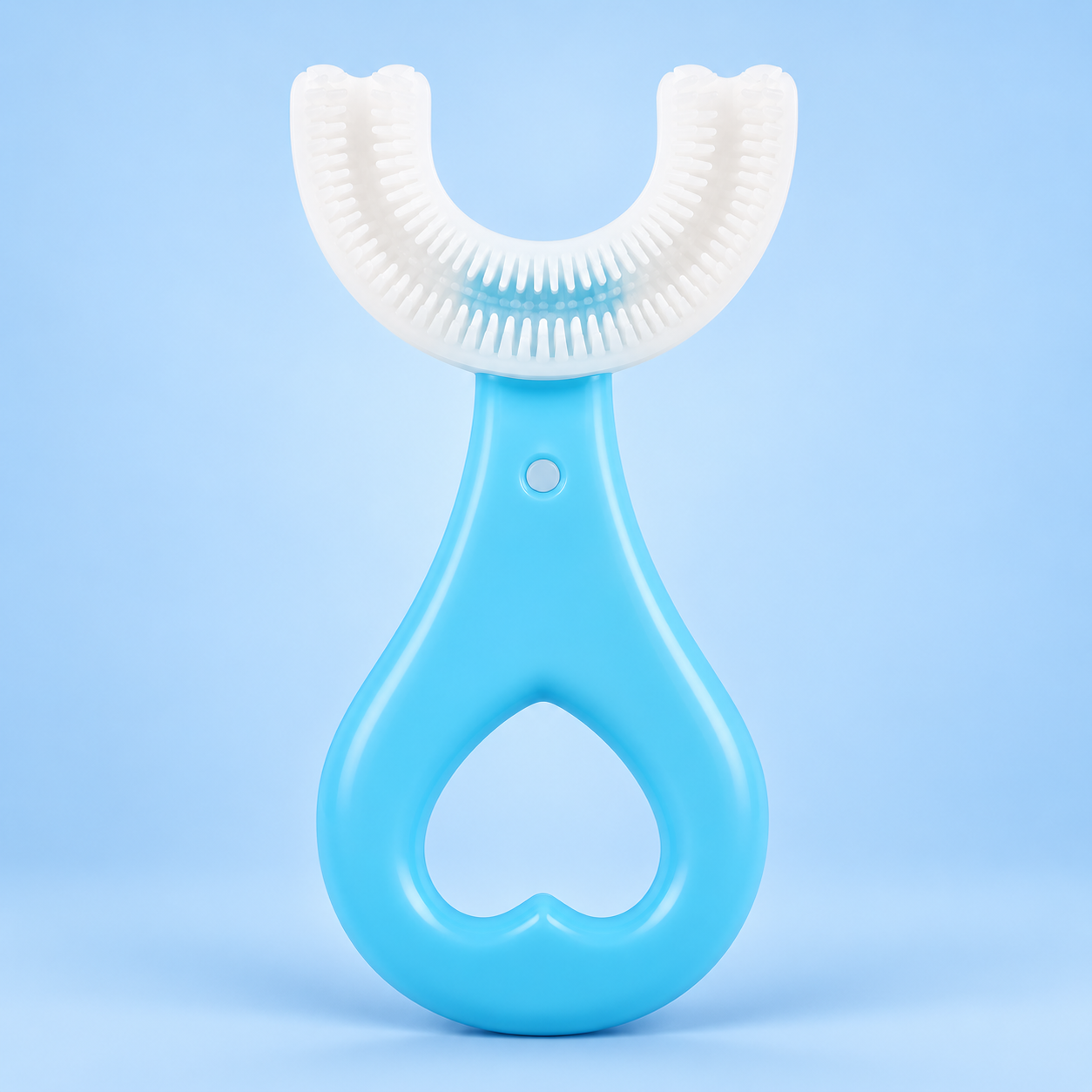 Blue short U-shaped kids toothbrush