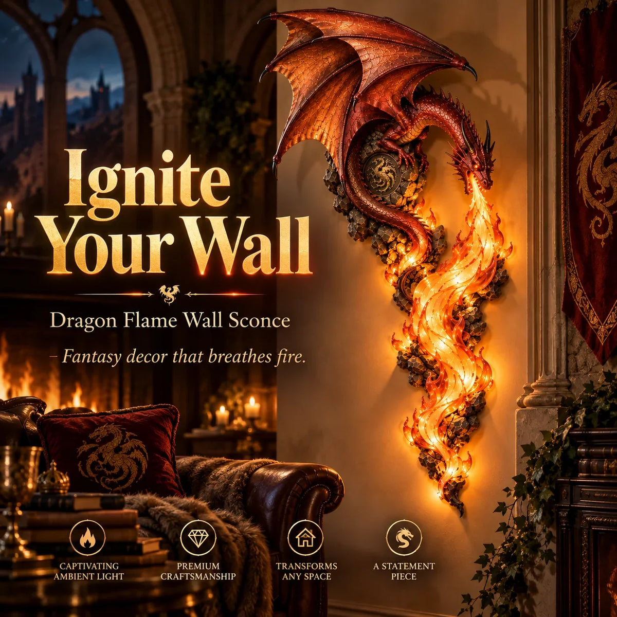 🔥 Dragonfire Guardian Wall Sconce – 🐉A Legendary Flame Awakens On Your Wall 🔥