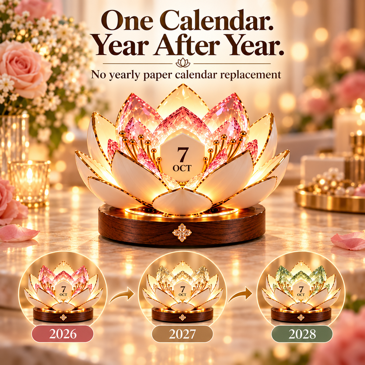 🌸✨ Automatic Blooming Perpetual Calendar | A Timeless Flower That Blooms Year After Year 🌷♾️