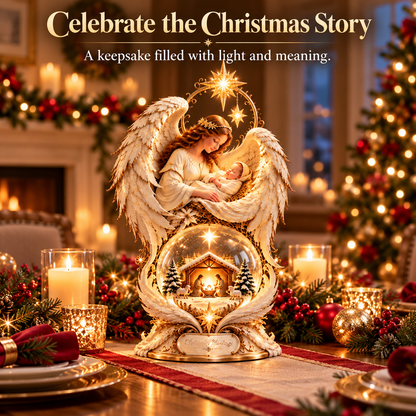 ✨🎄 Light-Up Christmas Angel & Nativity Centerpiece – Beautiful Holiday Table Decoration