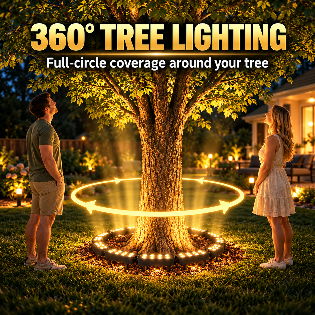 🌳 LED Ring Tree Light – Waterproof Outdoor Landscape Spotlight