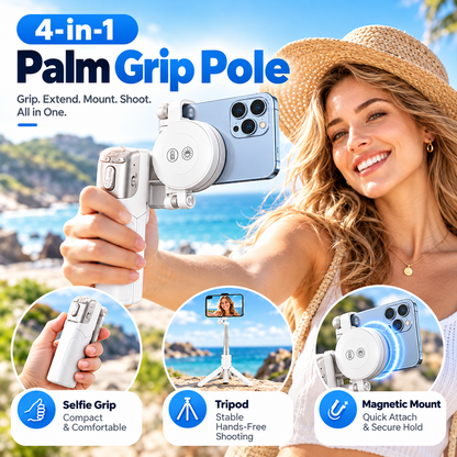 📸✨ Magnetic Palm Grip Selfie Stick & Tripod – 3-in-1 Adjustable Phone Holder