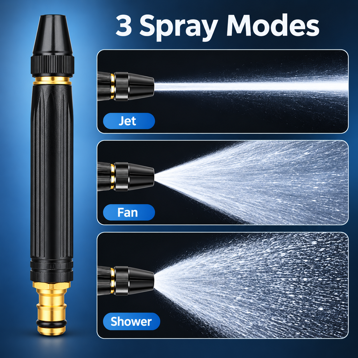 Three Adjustable Water Spray Modes