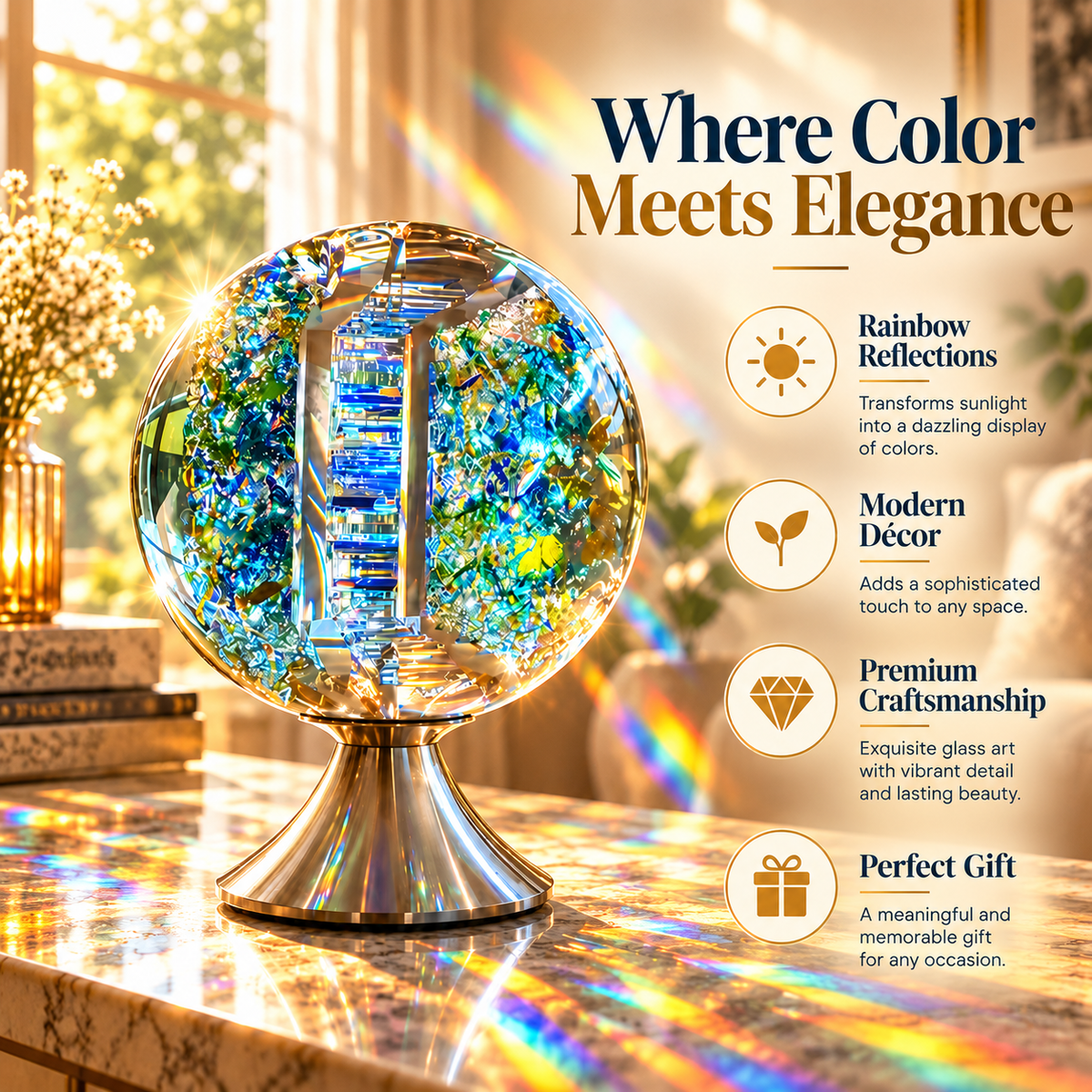 🌈✨ Magical Rainbow Crystal Light Sculpture – Stunning Glass Art That Fills Your Room with Colorful Reflections!
