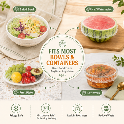 💥Disposable Elastic Stretch Food Covers 100PCS | Quick Food Storage for Bowls & Plates