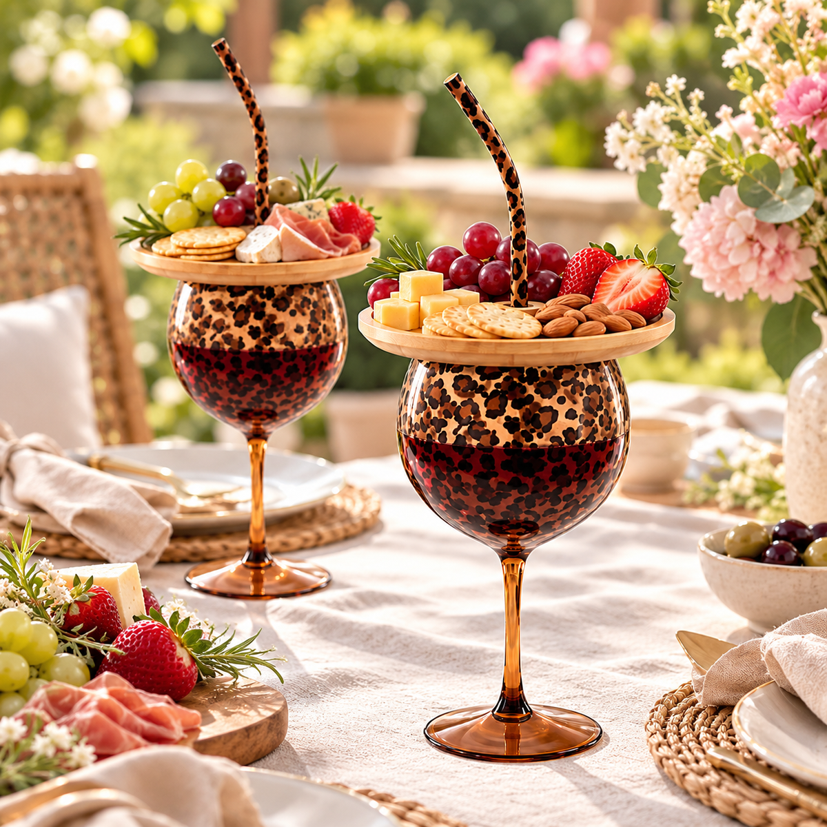 🐆🍷 Leopard Print Wine & Charcuterie Serving Set