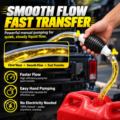 ⛽ Manual Siphon Transfer Pump Kit with 1M Hose – For Fuel, Water & Oil