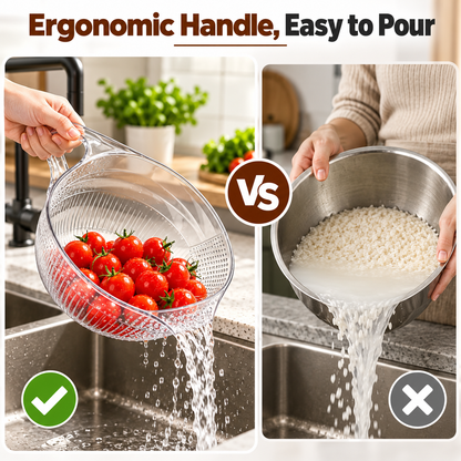 🍚 Multi-Functional Rice Strainer with Handle – Easy-Drain BPA-Free Kitchen Colander