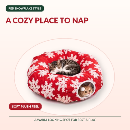 🎄🐾 3-in-1 Christmas Cat Tunnel – Cozy Cat Bed & Festive Tree Skirt