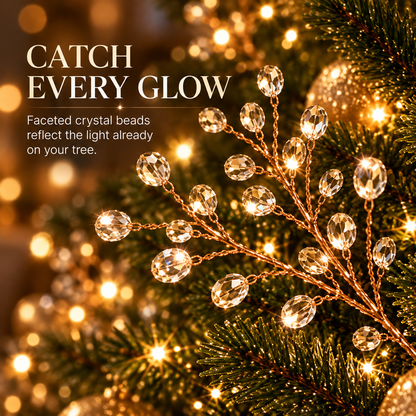 🎄✨ Crystal Beaded Christmas Tree Picks – Sparkling Branch Decorations for a Fuller, More Elegant Holiday Tree