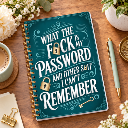 📒🔐 Funny Password Keeper Notebook – Spiral-Bound Password Organizer with Hilarious Security Quotes | Easy Password Tracking ✍️