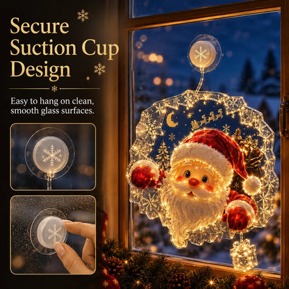 🎄Lighted Christmas Window Decoration with Suction Cup– 8 Warm LED Festive Designs✨