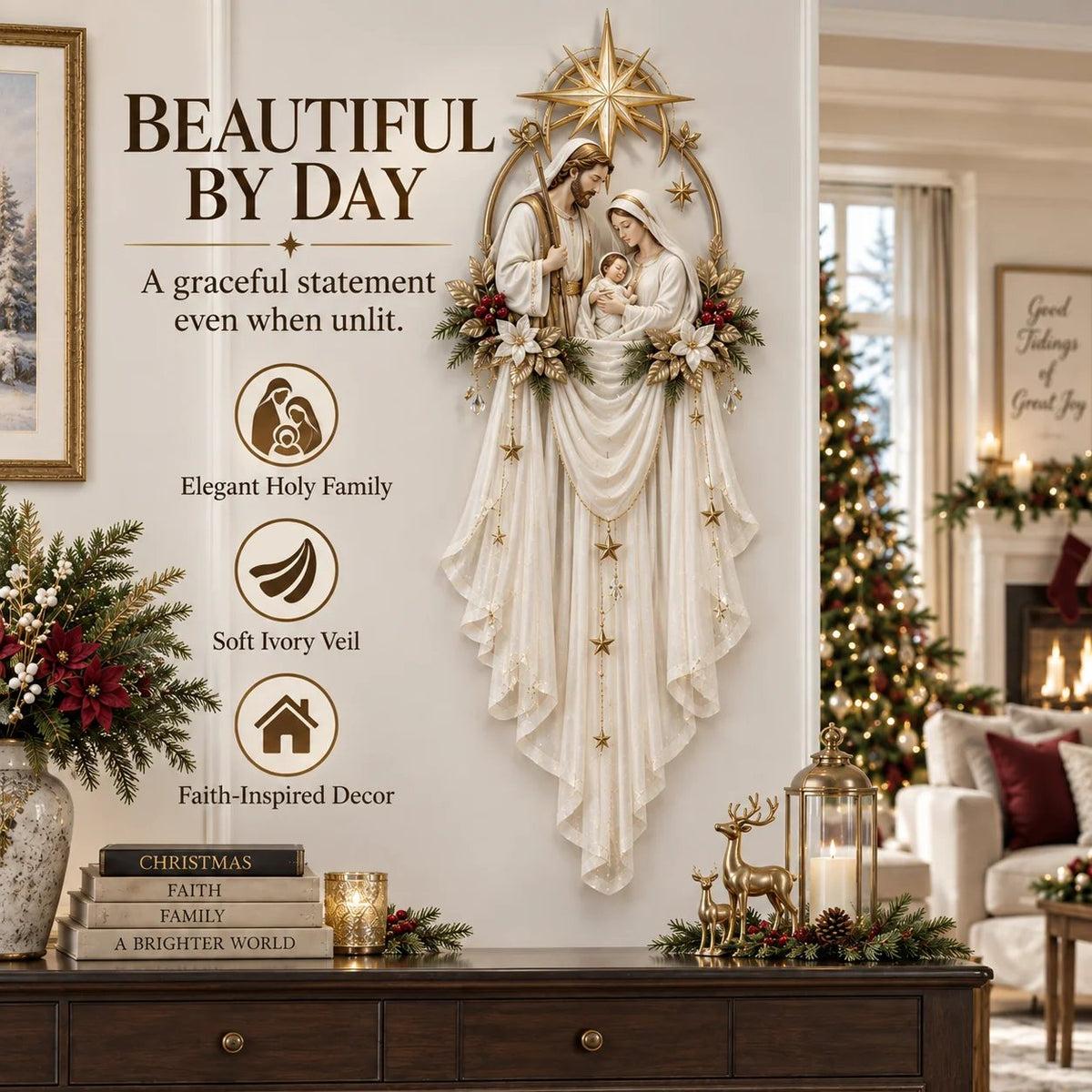 ✨ Holy Family Star Veil – Meaningful Christmas Wall Decor