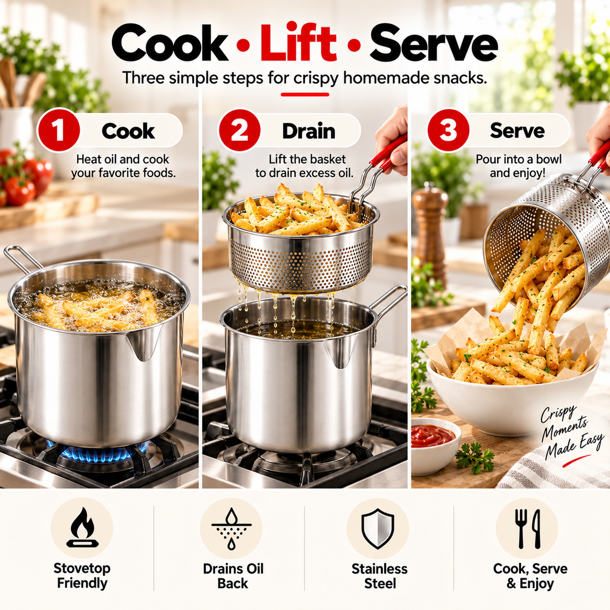 🔥 Mini Deep Fryer Set – Make Crispy Fries & Snacks at Home in Minutes 🍟