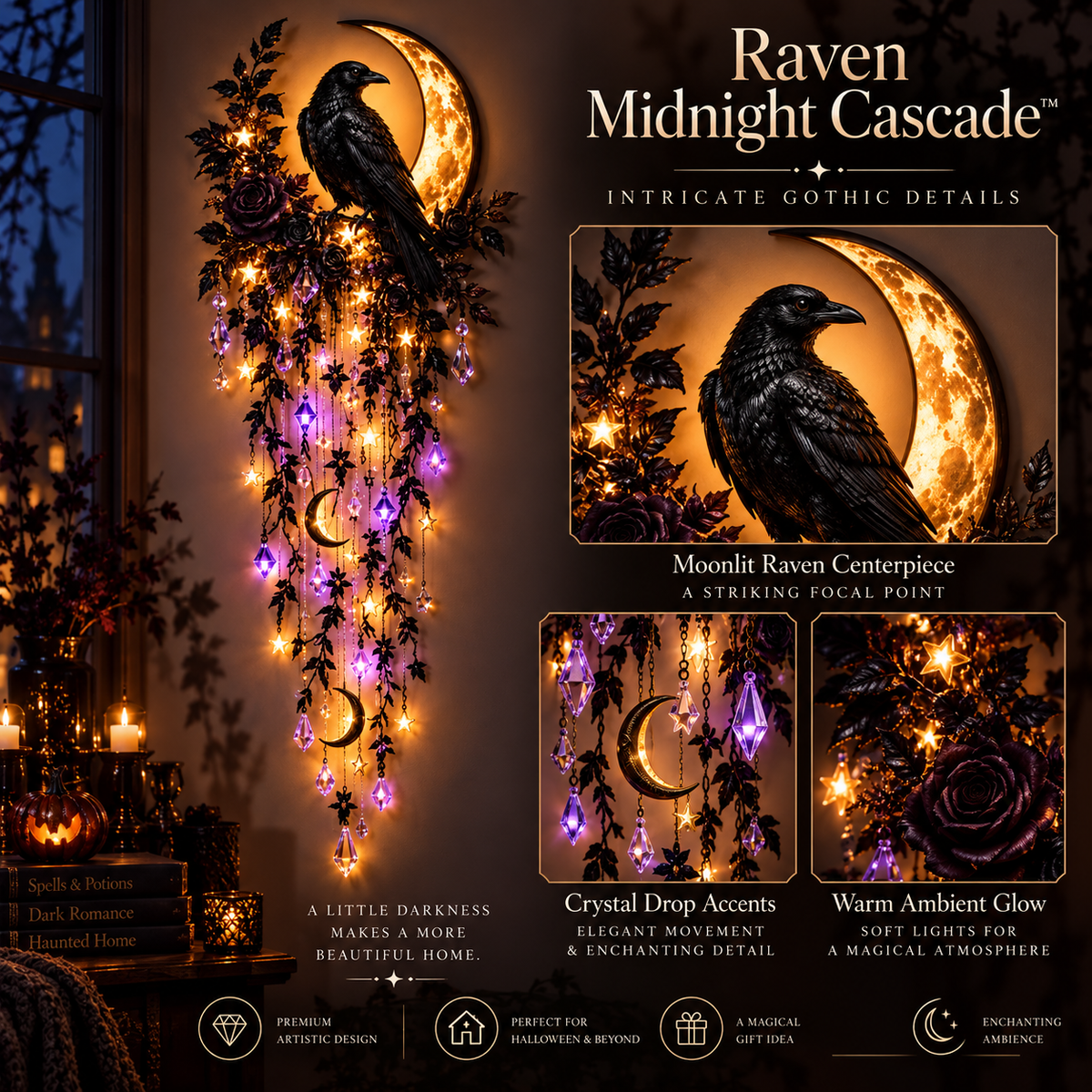 🎃 Elegant Halloween Cascade Wall Lights 👻 Spooky Decor