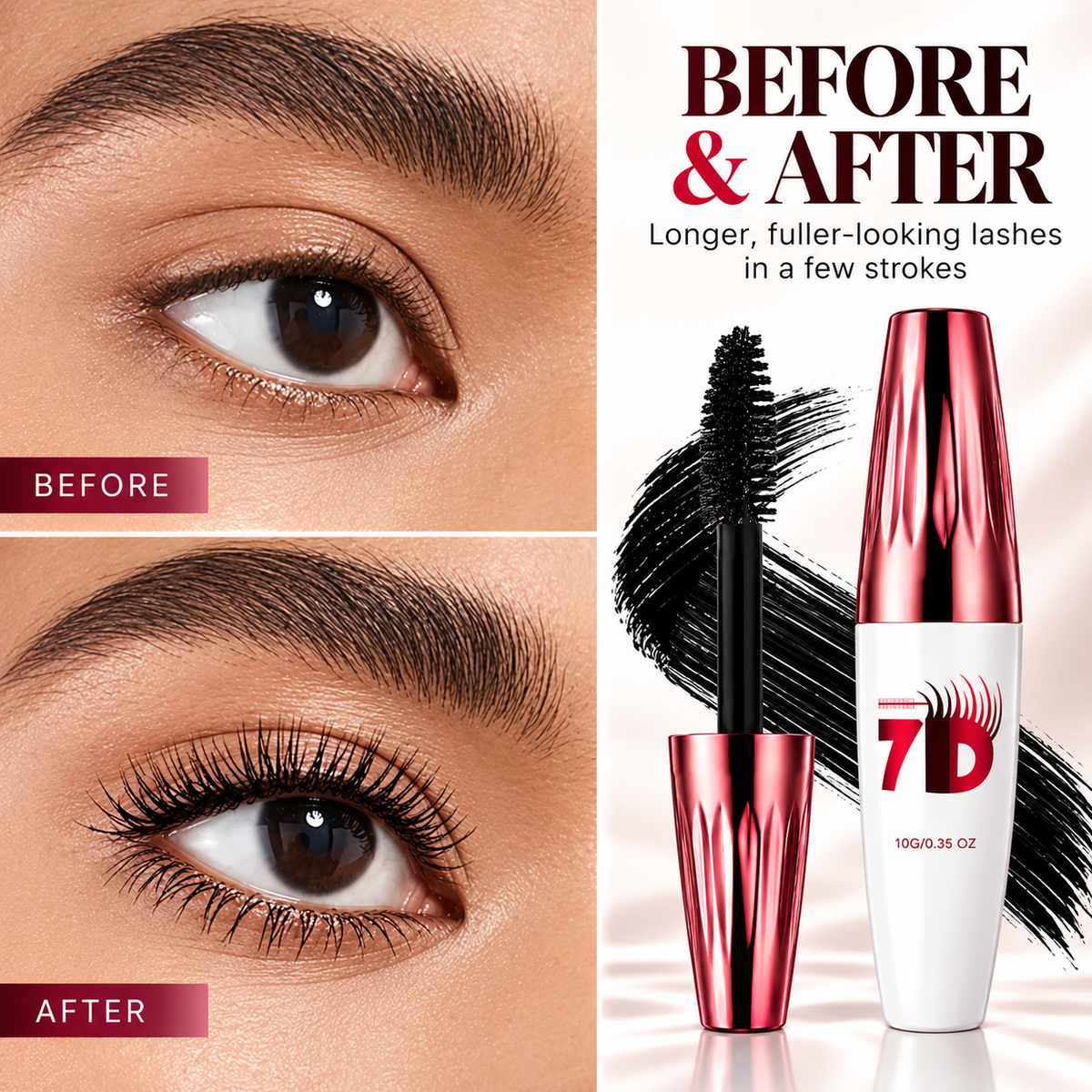✨ 7D Smudge-Proof Curling & Lengthening Mascara – Lift, Length & Volume