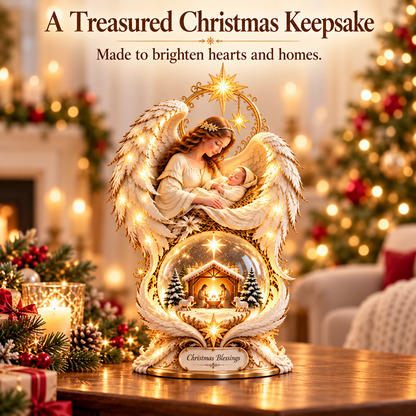 ✨🎄 Light-Up Christmas Angel & Nativity Centerpiece – Beautiful Holiday Table Decoration