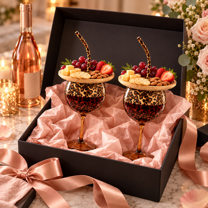 🐆🍷 Leopard Print Wine & Charcuterie Serving Set