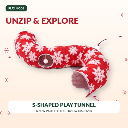 🎄🐾 3-in-1 Christmas Cat Tunnel – Cozy Cat Bed & Festive Tree Skirt