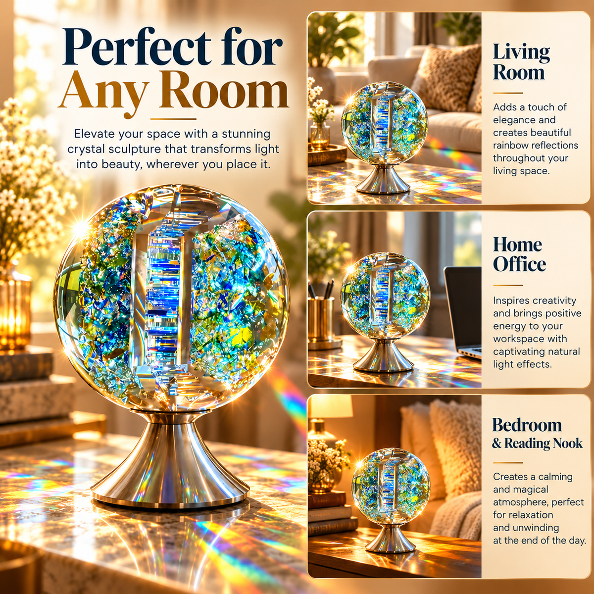 🌈✨ Magical Rainbow Crystal Light Sculpture – Stunning Glass Art That Fills Your Room with Colorful Reflections!