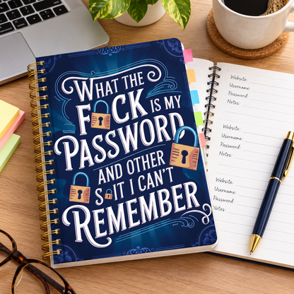 📒🔐 Funny Password Keeper Notebook – Spiral-Bound Password Organizer with Hilarious Security Quotes | Easy Password Tracking ✍️