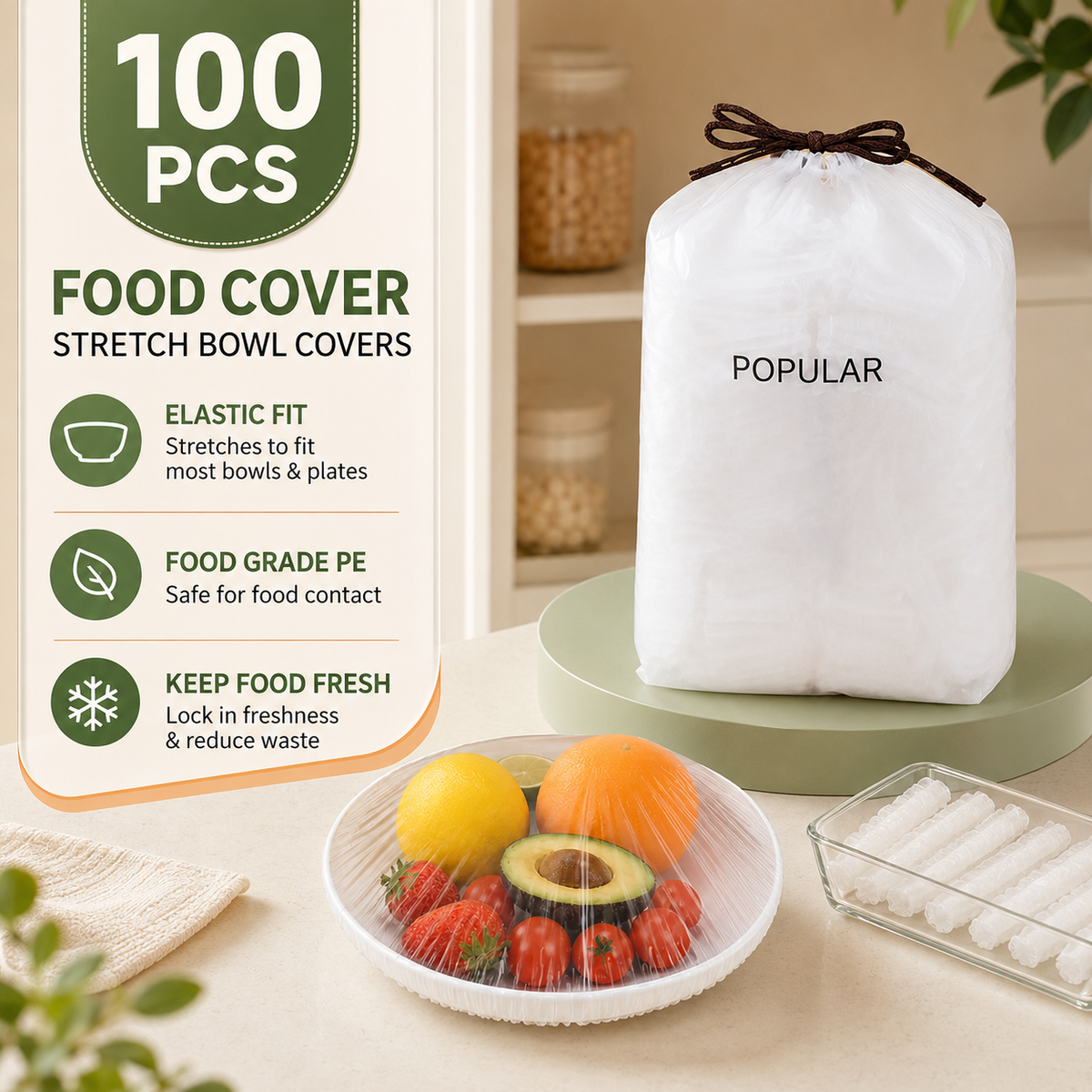💥Disposable Elastic Stretch Food Covers 100PCS | Quick Food Storage for Bowls & Plates