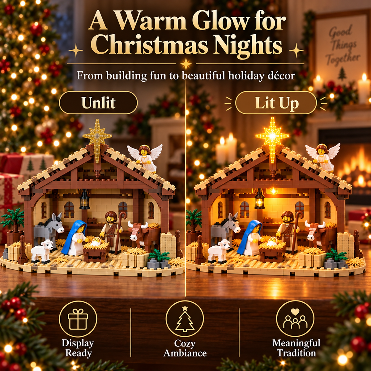 🎄🎁 Build the Christmas Story – DIY Nativity Scene Building Blocks Set for Holiday Decor & Gifts