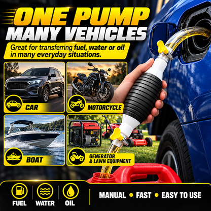 ⛽ Manual Siphon Transfer Pump Kit with 1M Hose – For Fuel, Water & Oil