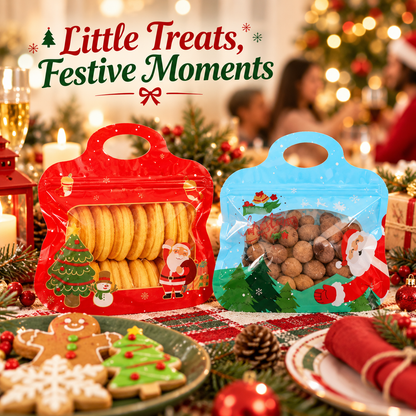🎄 Christmas Self-Seal Treat Bags – Santa & Snowman Gift Bags for Cookies, Candy & Small Gifts
