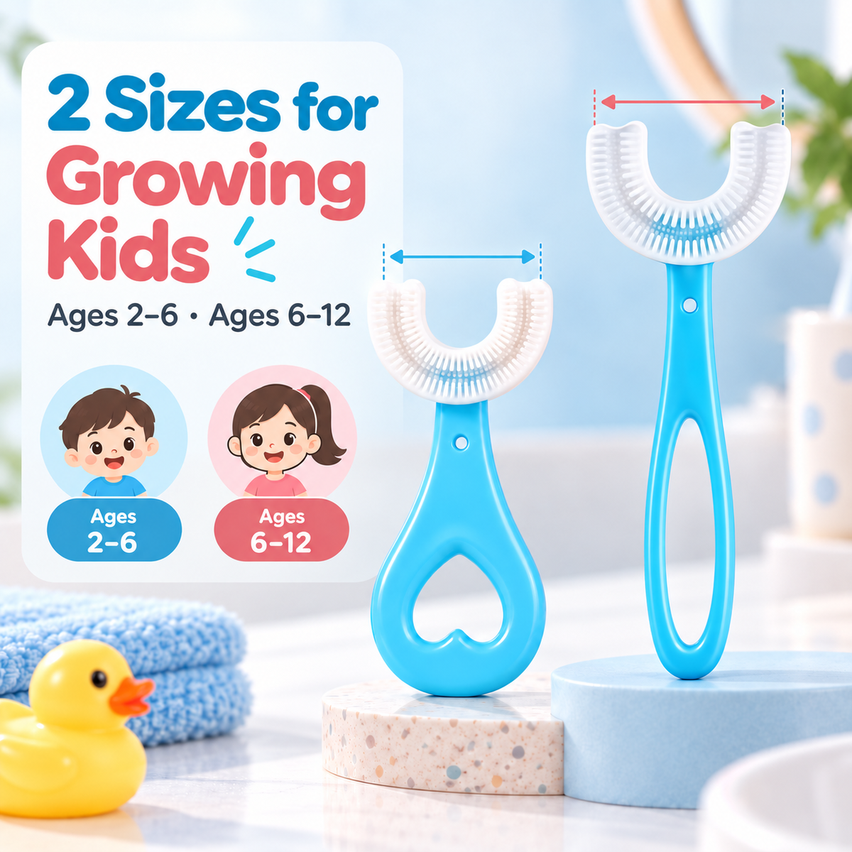 🦷 Kids 360° U-Shaped Toothbrush – Soft Silicone for Easy & Gentle Brushing ✨
