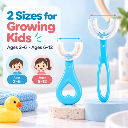 🦷 Kids 360° U-Shaped Toothbrush – Soft Silicone for Easy & Gentle Brushing ✨