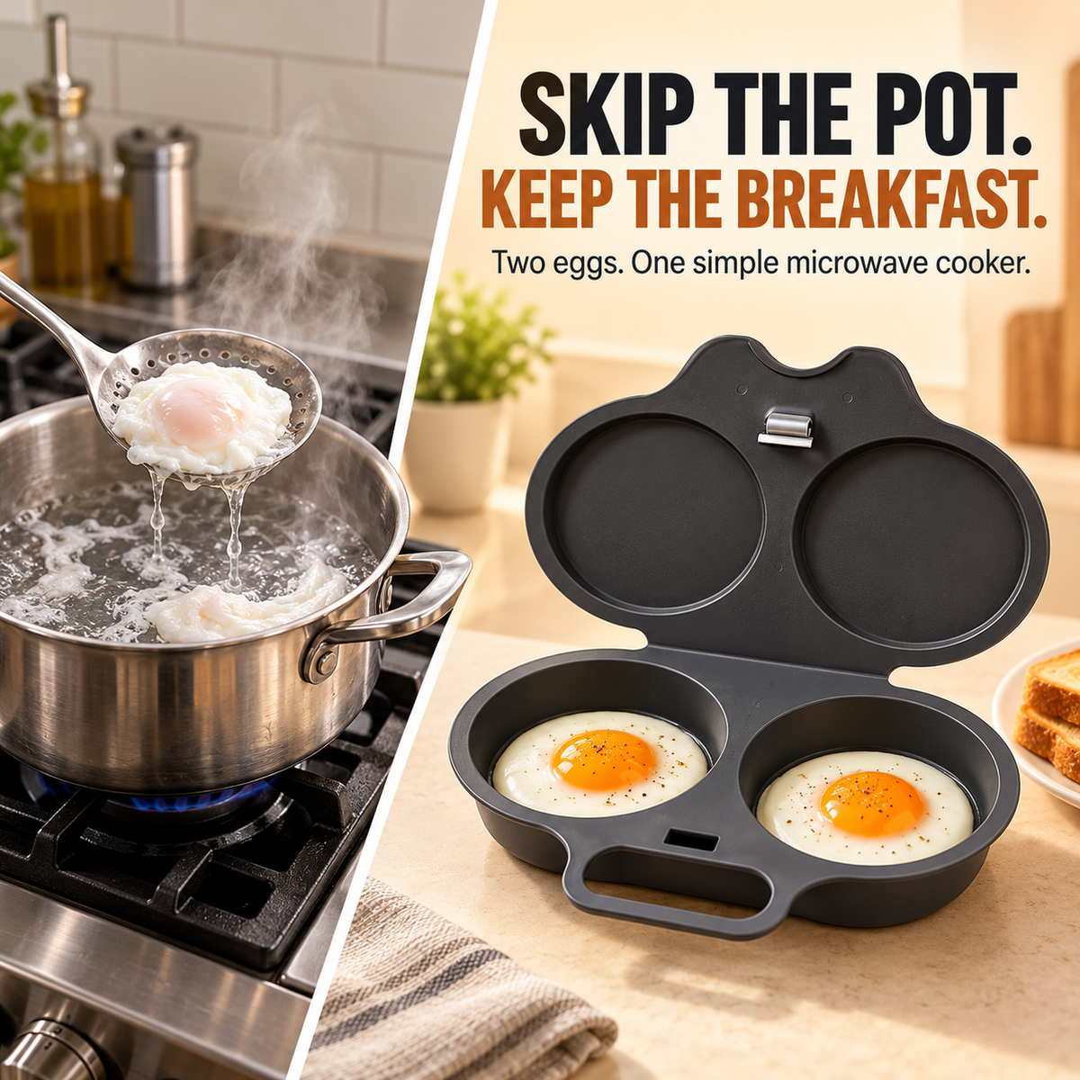 🍳 Microwave Egg Poacher for 2 Eggs – Quick & Easy Breakfast Maker