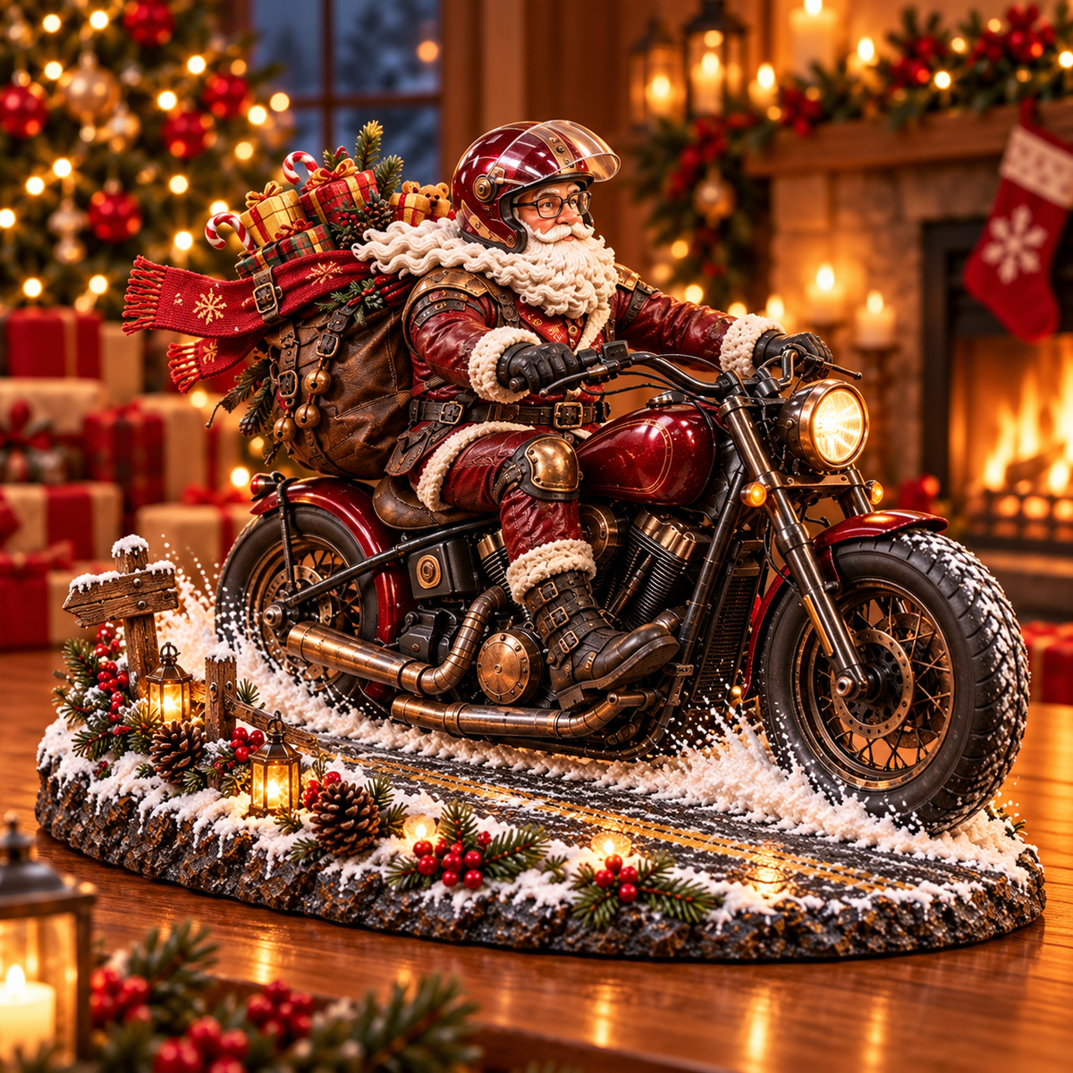 🏍️🎅 Santa’s Christmas Ride – Vintage Motorcycle Keepsake Collection